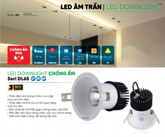 ĐÈN DOWNLIGHT CHỐNG ẨM DL65 MPE